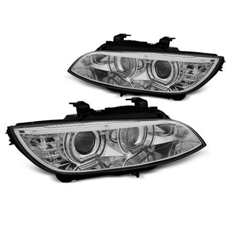 Přední světla BMW E92/E93 06-10 DRL R87 ANGEL EYES CHROM LED XENON