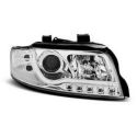 Přední světla AUDI A4 10.00-10.04 TUBE LIGHTS CHROM homologace DRL R87