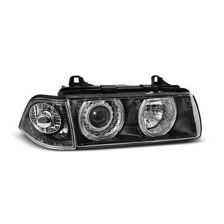 Přední světla BMW E36 12.90-08.99 ANGEL EYES BLACK